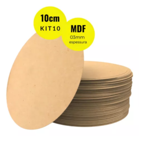 Kit 10 Supla Souplat Mdf Cru 10x10 3mm Base Redonda Bolachas