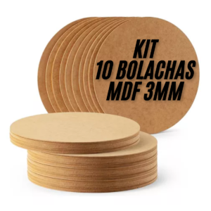 Kit Com 10 Bolachas 30Cm Mdf 3mm Crú Circulo Base Mdf