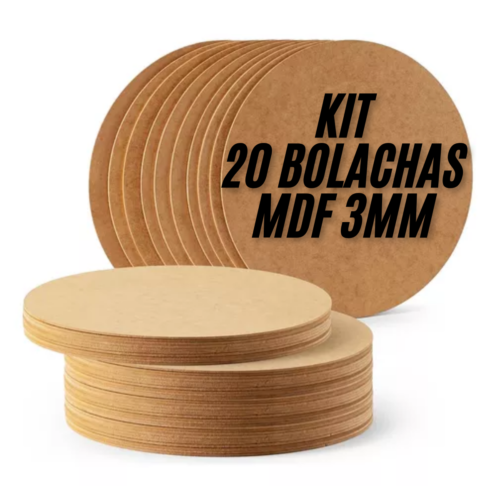 Kit Com 20 Bolachas 30Cm Mdf 3mm Crú Circulo Base Mdf